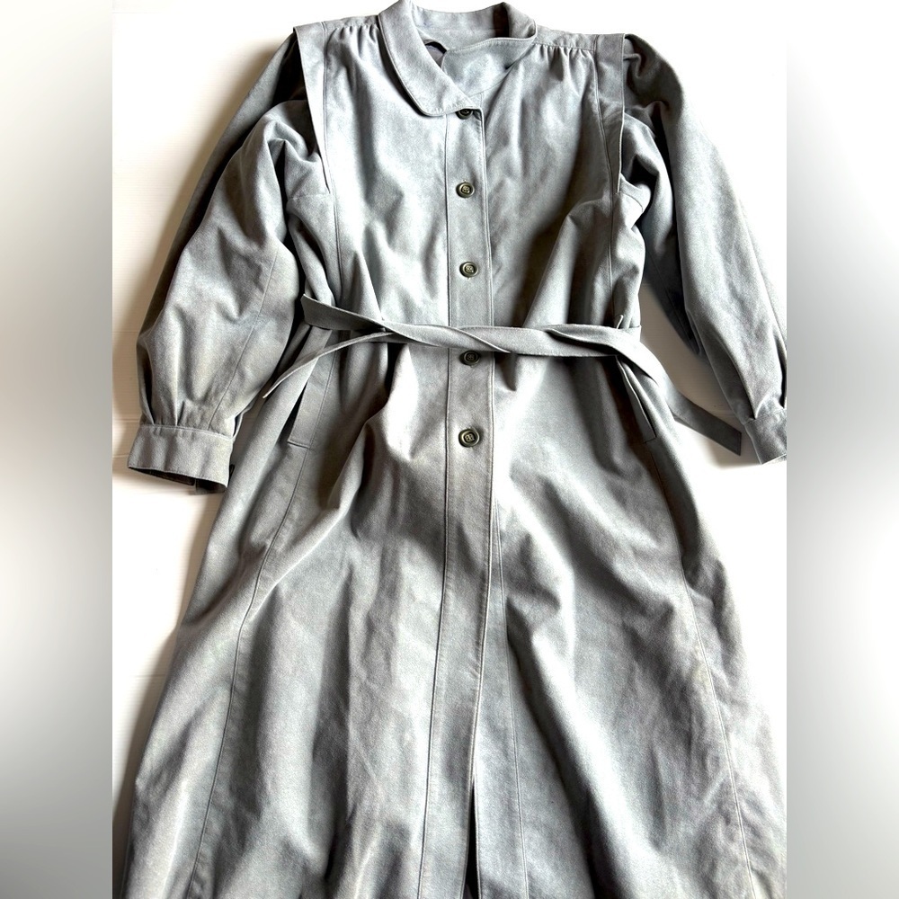 Vintage Gray Ultra Suede Trench Coat Size 16